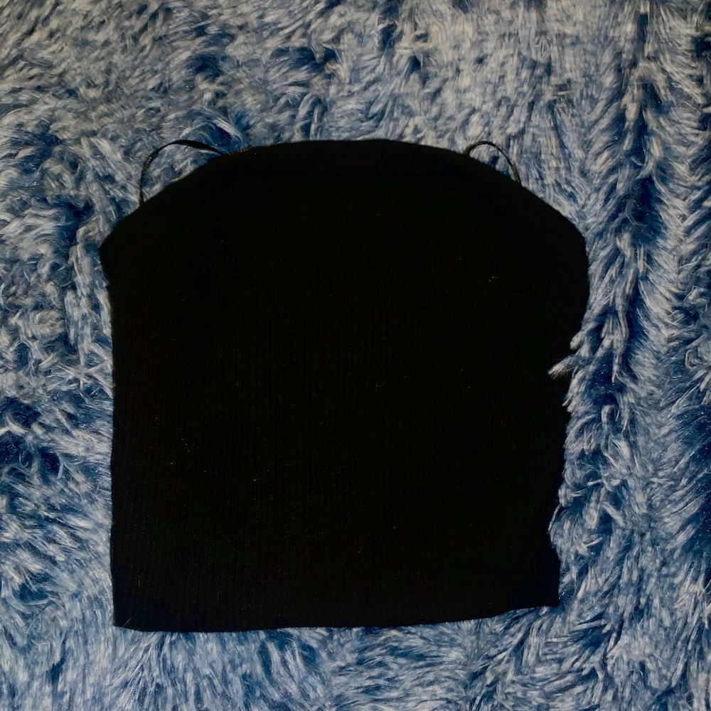Twine and String Black Ribbed Tube Top